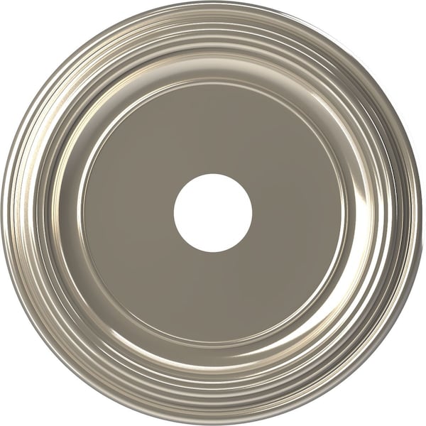 Ekena Millwork Traditional PVC Medallion (Canopies up to 11 1/2"), 19"OD x 3 1/2"ID x 1 1/2"P, Bright Coat Chrome CMP19TRBCR - main